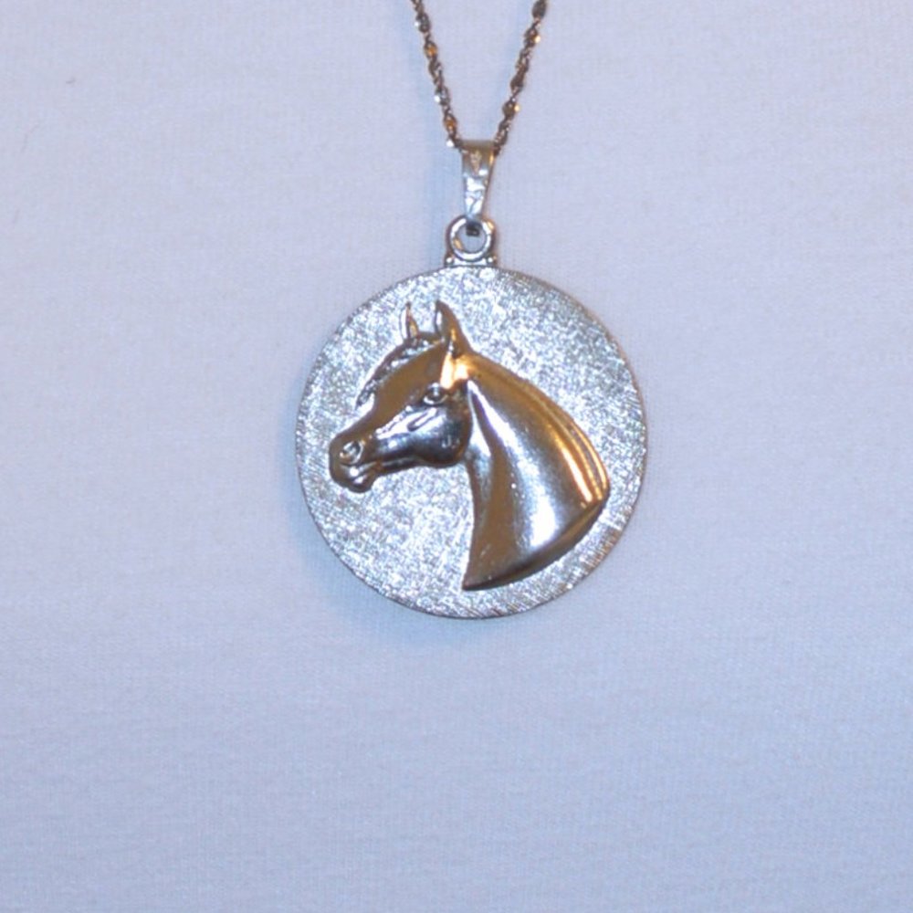 Wintertime Horse Head Silver Pendant